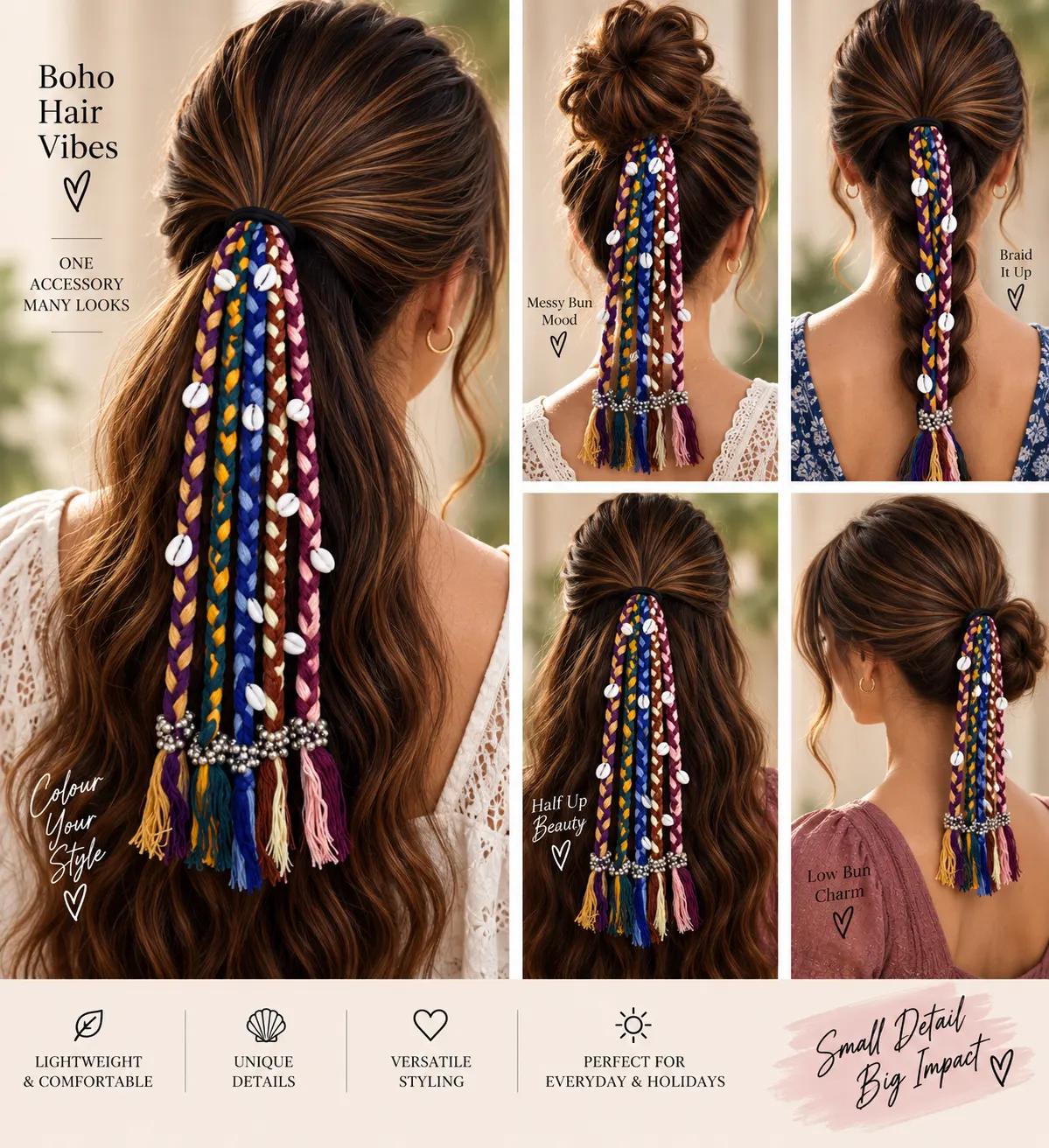 Boho Shell Braided Hair Tie — Havnme fashion UAE