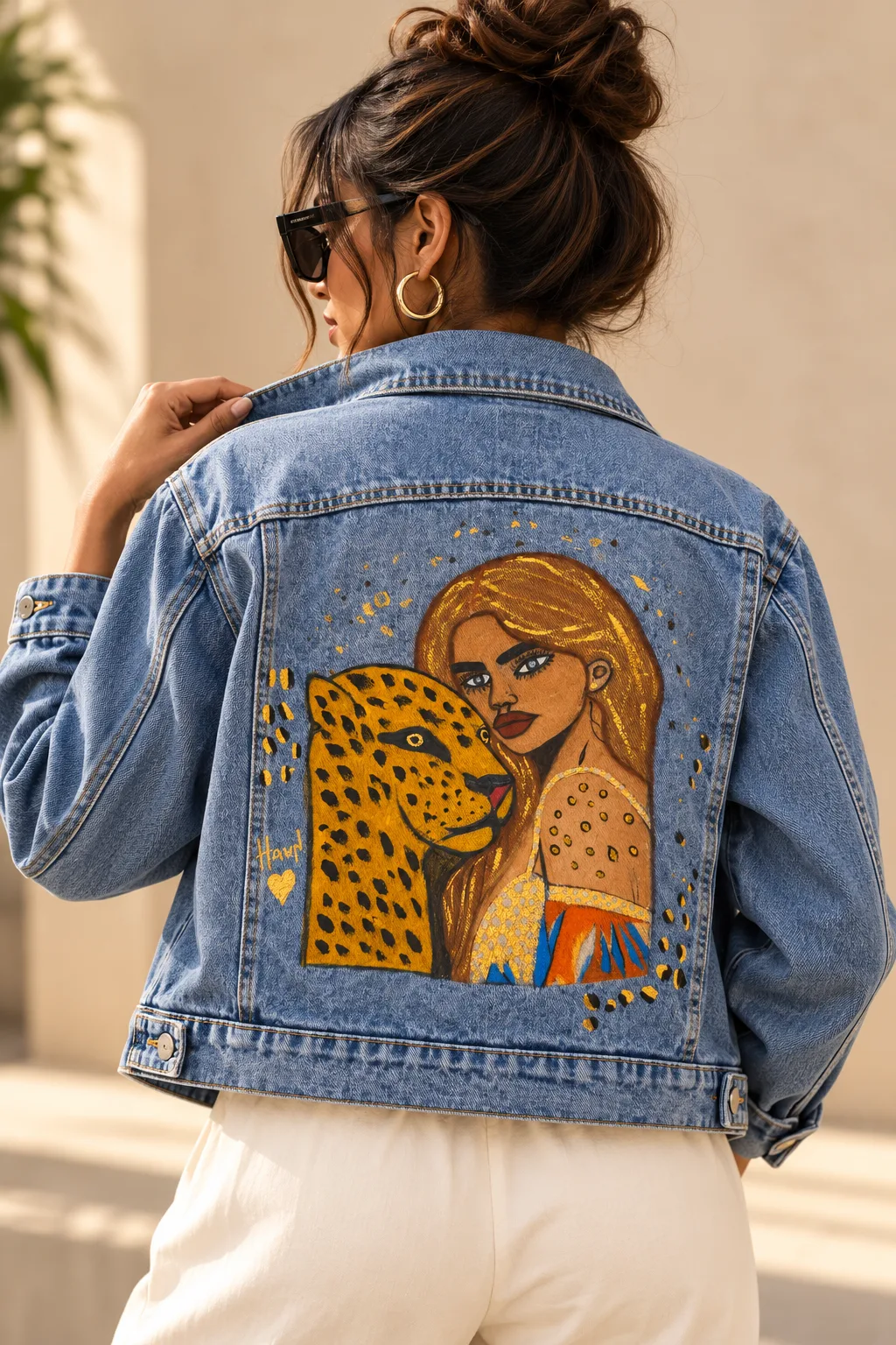 Hand-Painted Statement Denim Jacket