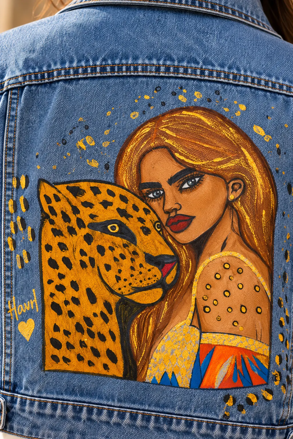 Hand-Painted Statement Denim Jacket