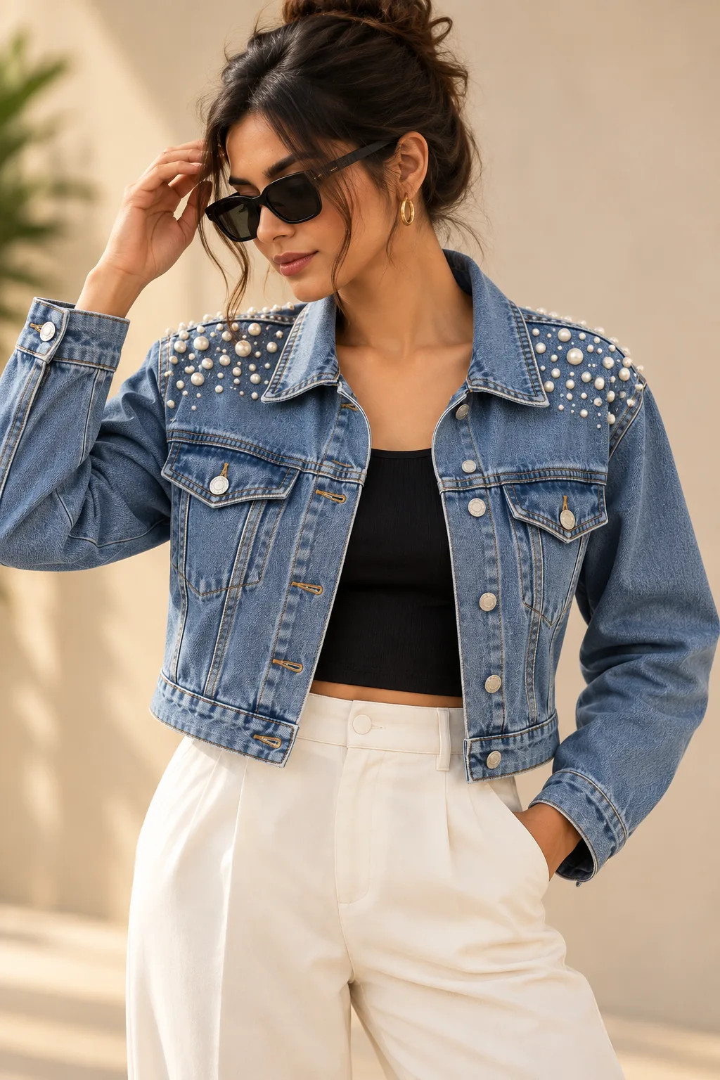 Hand-Painted Statement Denim Jacket
