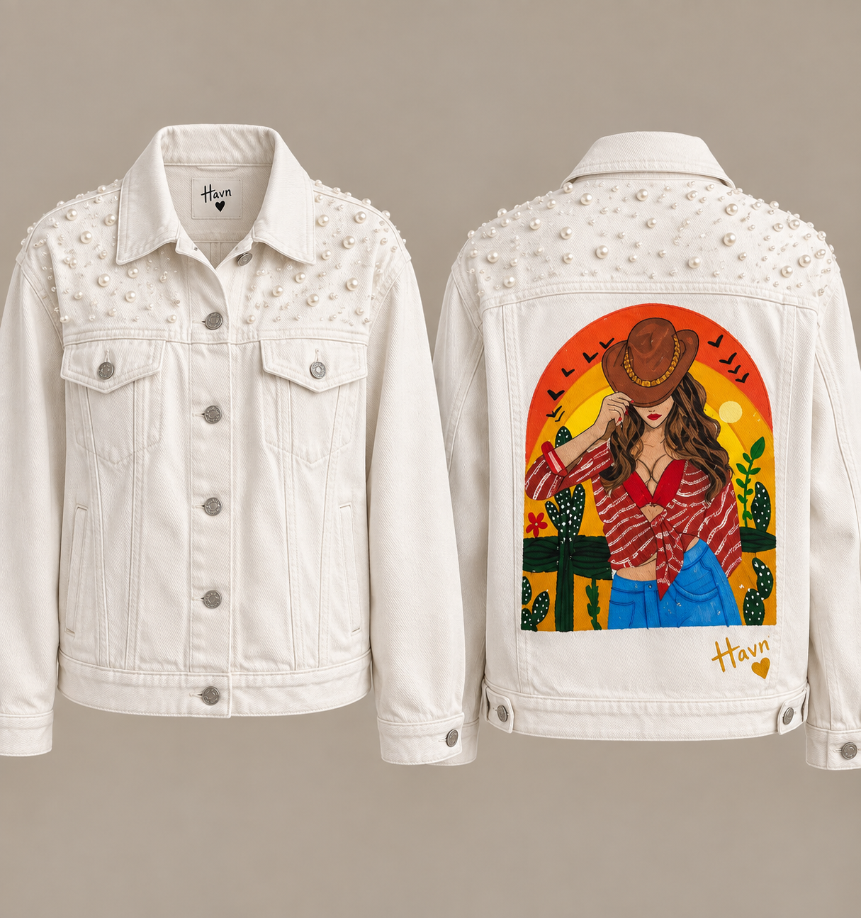 Desert Muse Hand-Painted Pearl Jacket