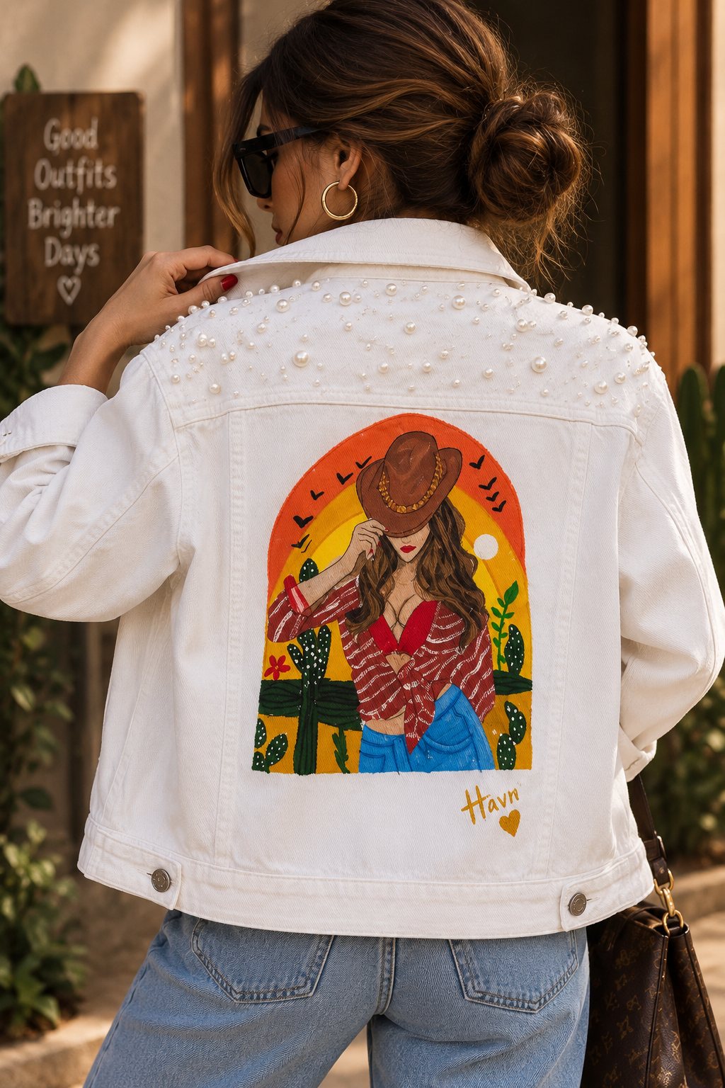 Desert Muse Hand-Painted Pearl Jacket — Havnme fashion UAE