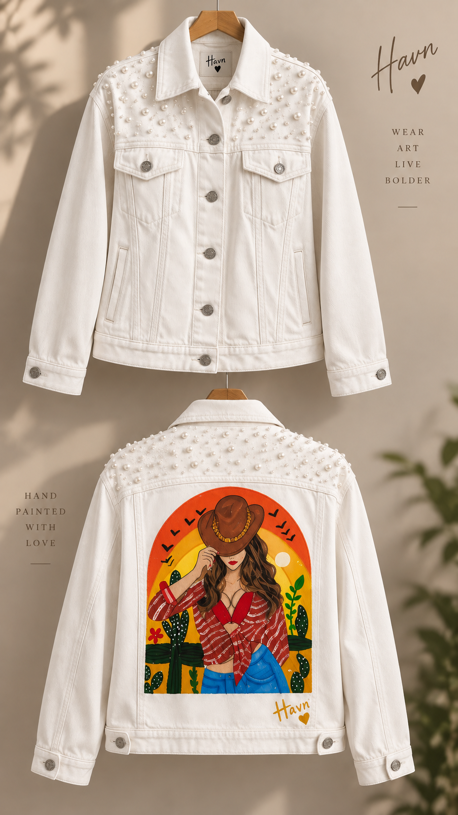 Desert Muse Hand-Painted Pearl Jacket