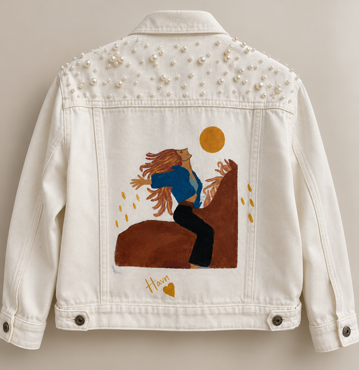 HAVN Free Spirit – Hand-Painted Pearl Denim Jacket