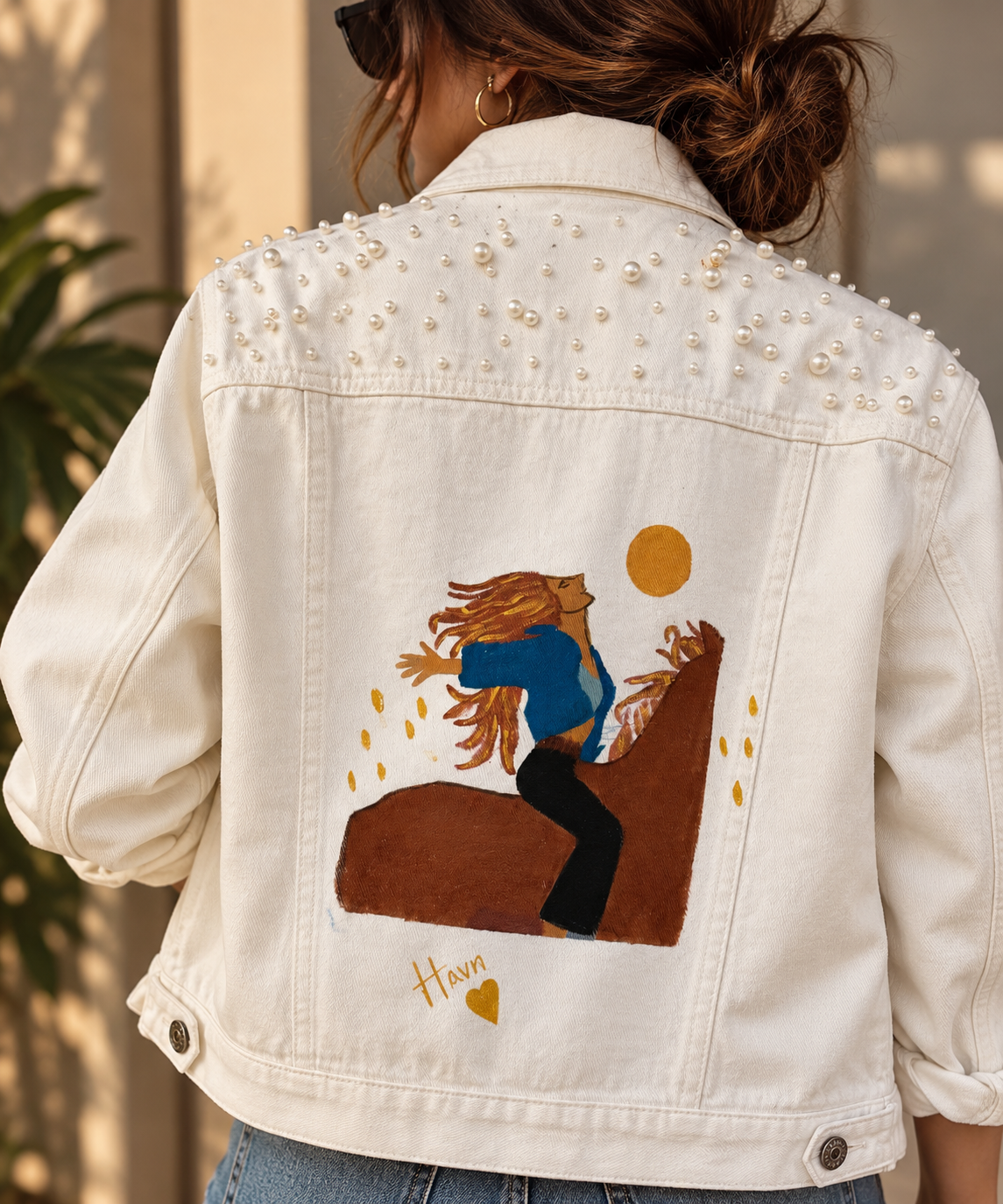 HAVN Free Spirit – Hand-Painted Pearl Denim Jacket