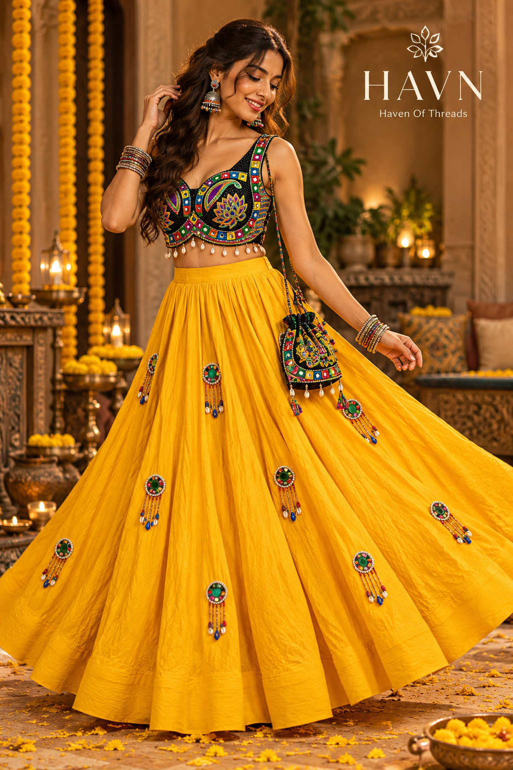 💛 Navarathri Sunshine Lehenga Set — Havnme fashion UAE