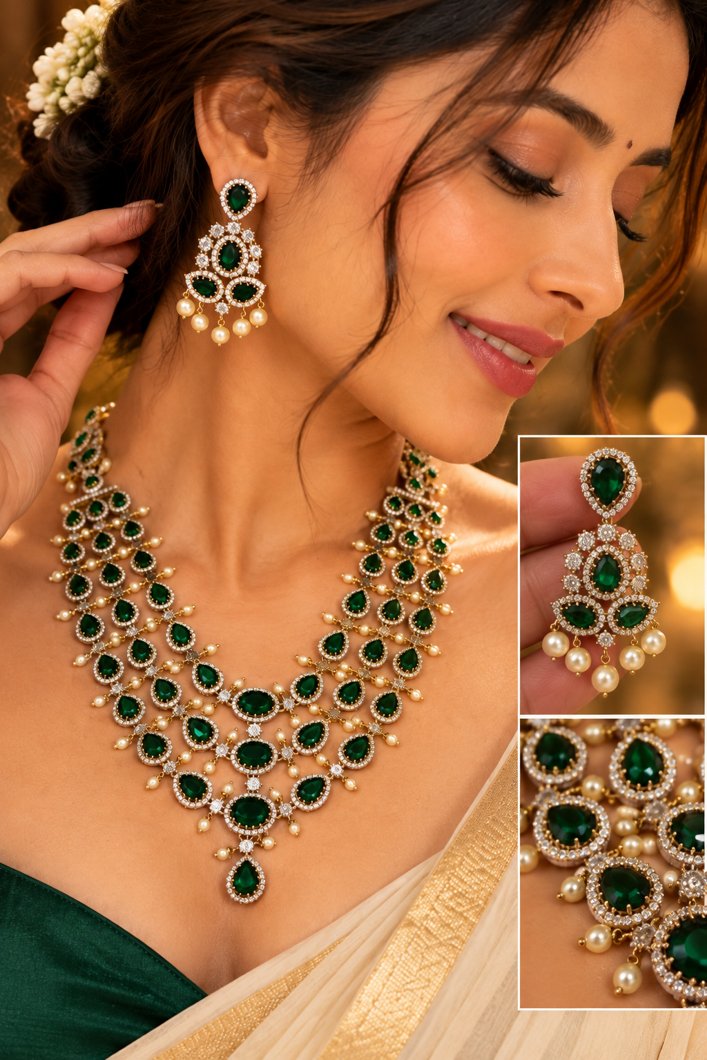 💚 Emerald Elegance Necklace Set