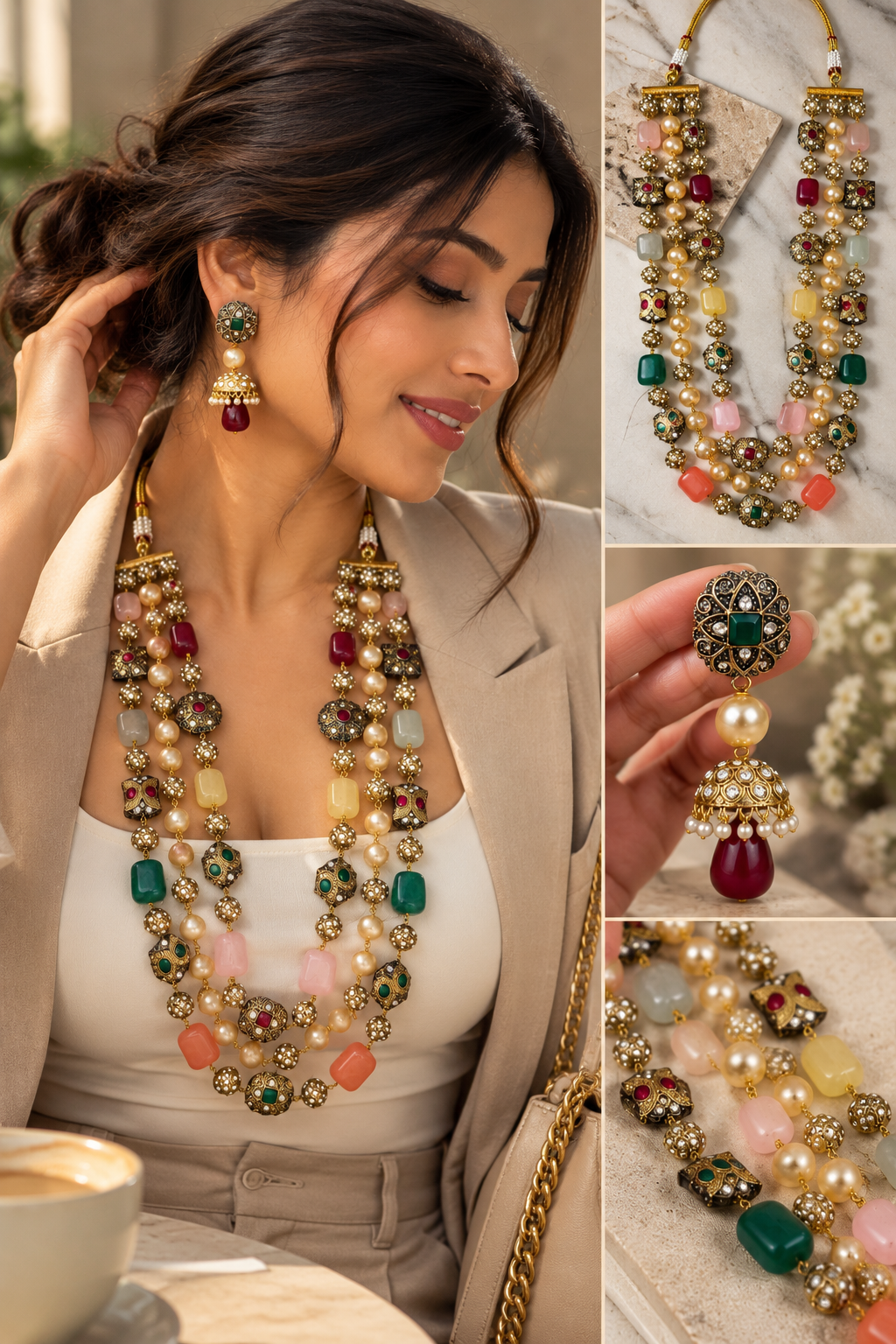 Mosaic Muse – Multicolour Layered Necklace Set. — Havnme fashion UAE