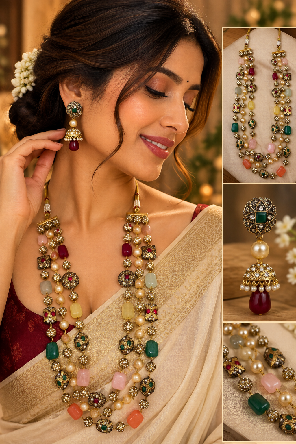 Mosaic Muse – Multicolour Layered Necklace Set.