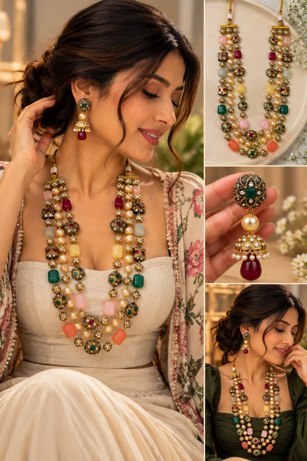 Mosaic Muse – Multicolour Layered Necklace Set.