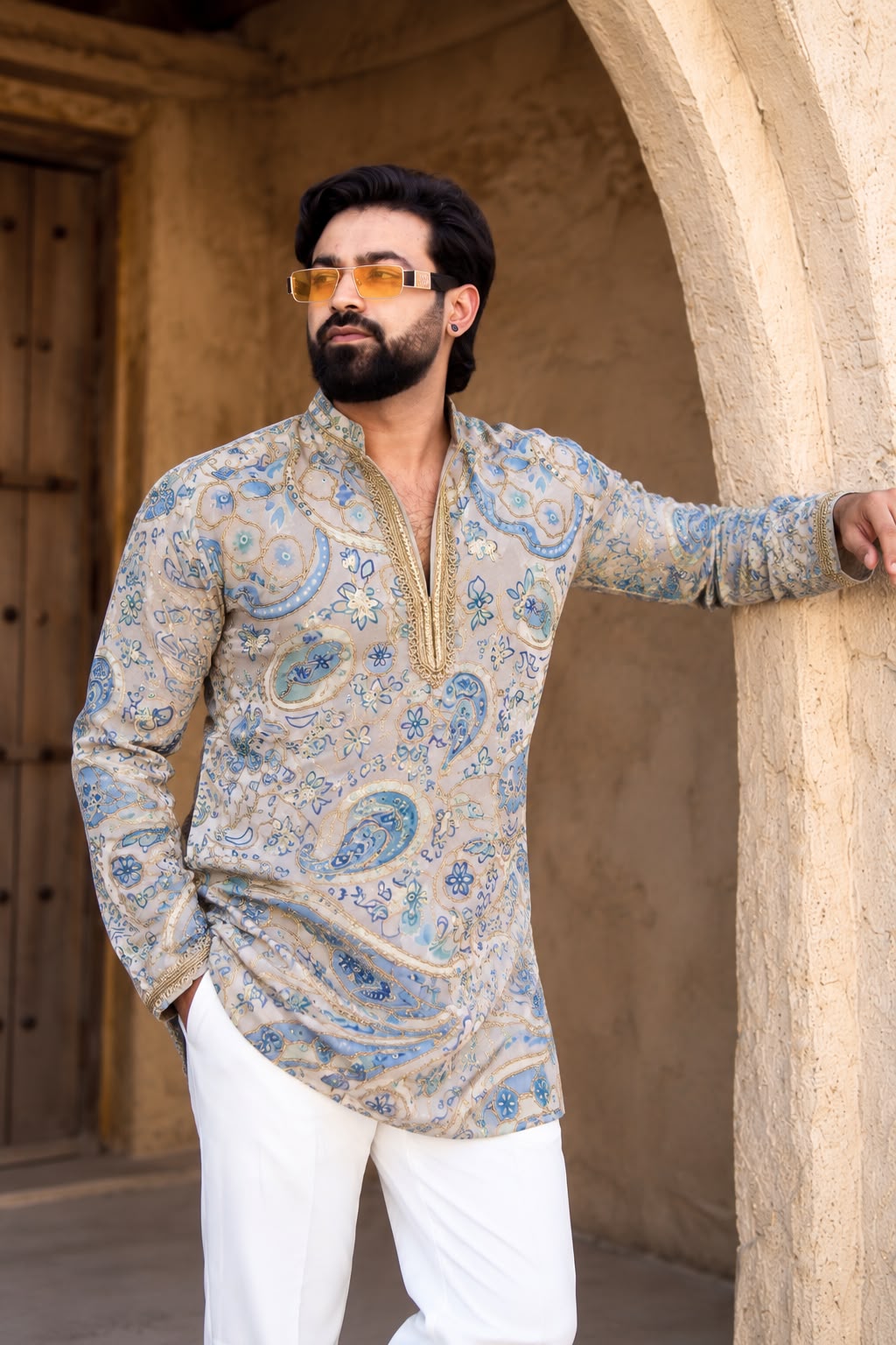 HAVN Azure Paisley Kurta