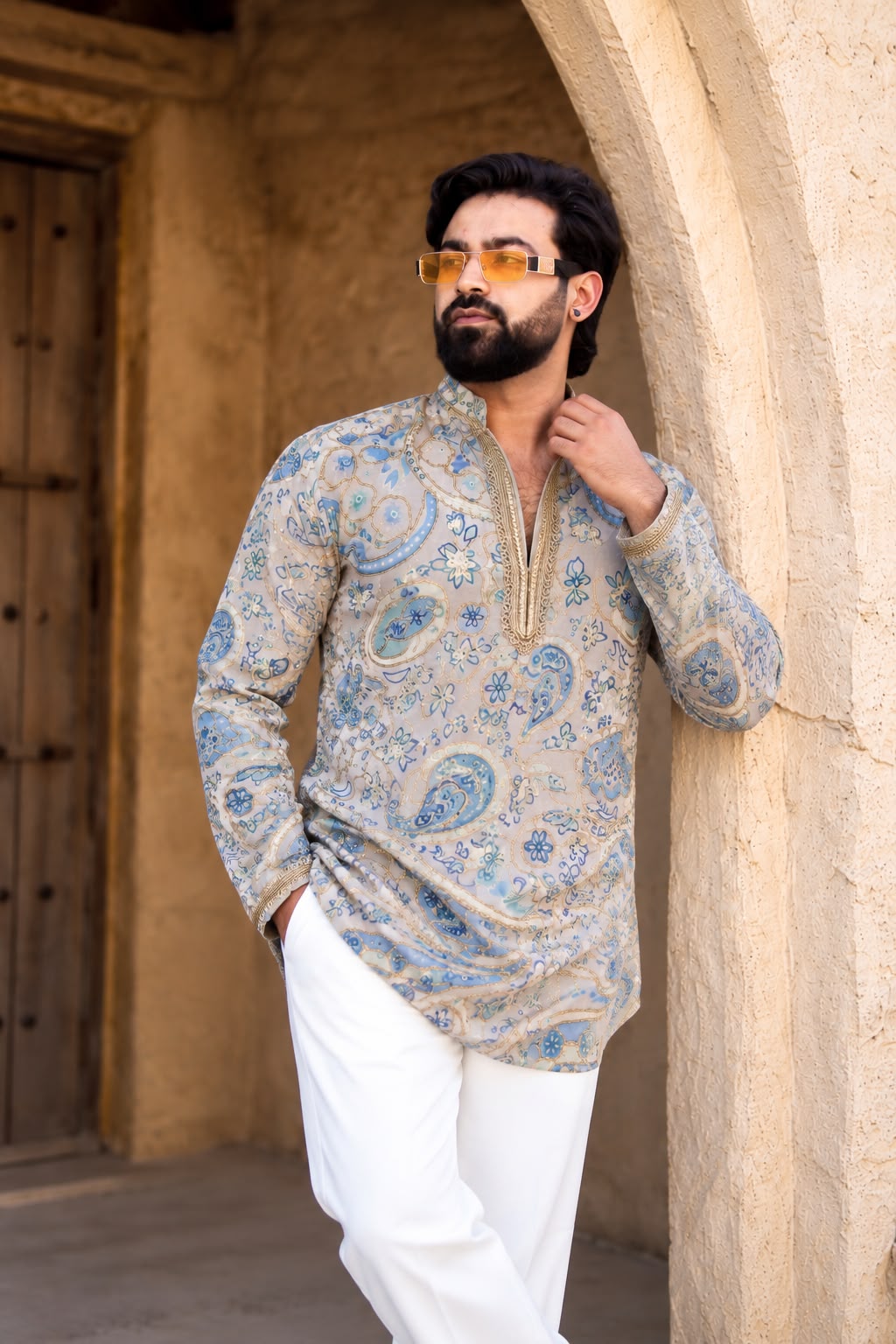HAVN Azure Paisley Kurta