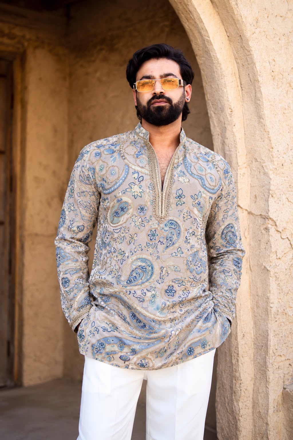 HAVN Azure Paisley Kurta