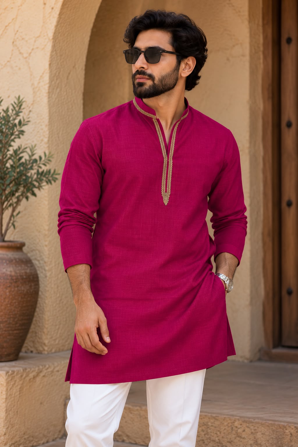 HAVN Magenta Royale Kurta — Havnme fashion UAE