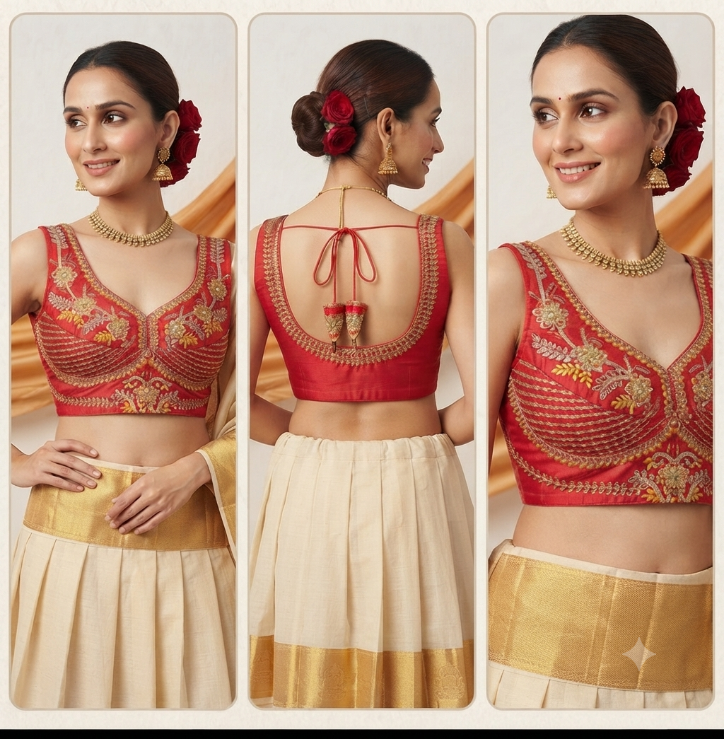 Regal Bloom Blouse - Red