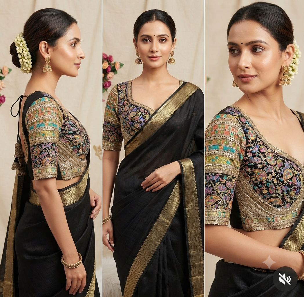 Aabha Heritage Blouse - Black