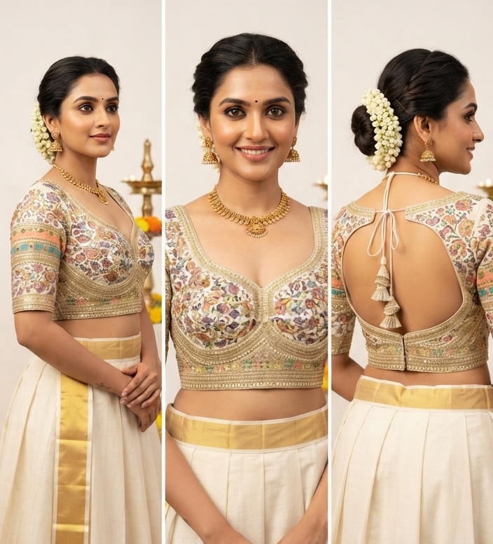 Aabha Heritage Blouse - White