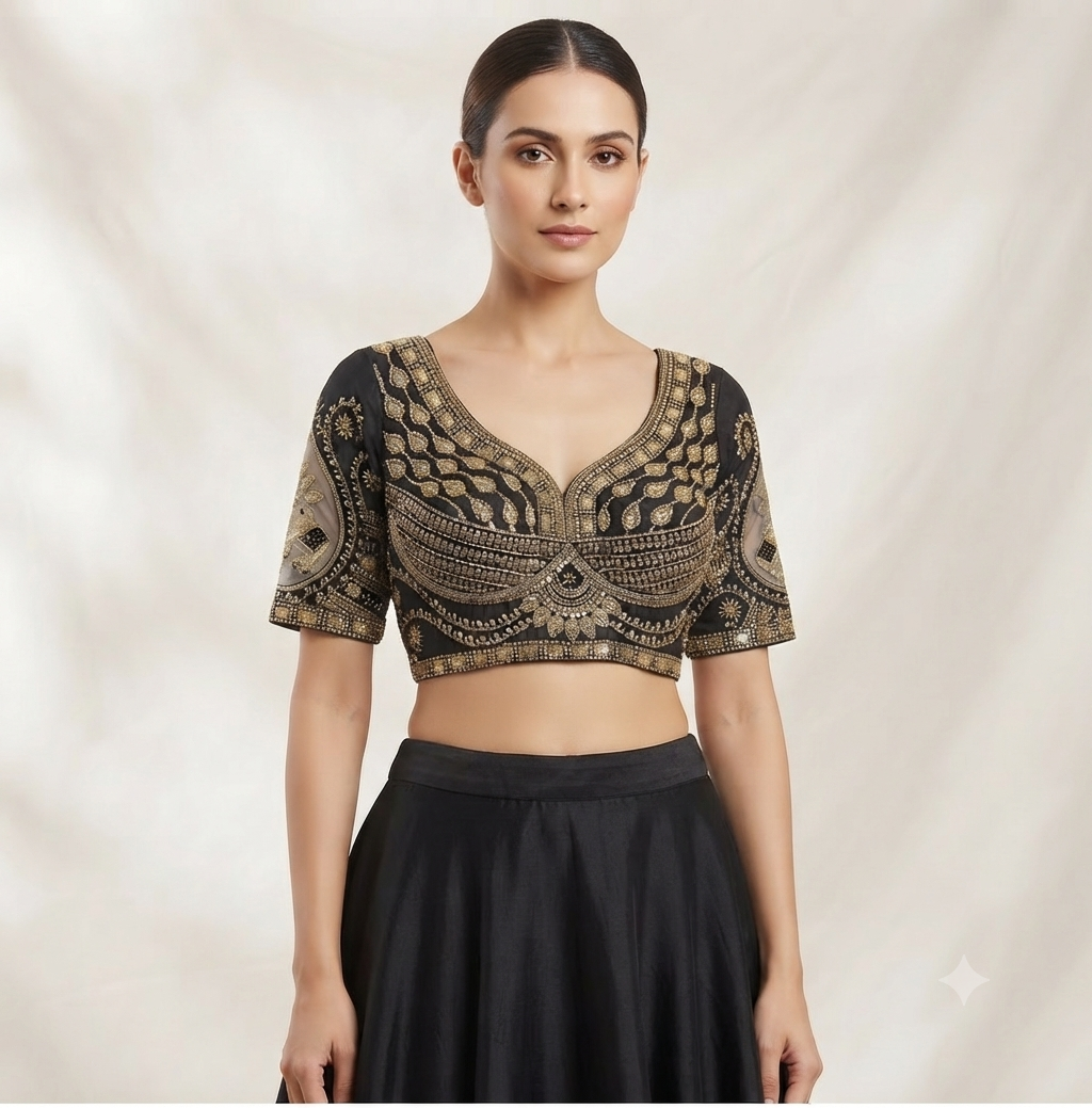 Classic Handwork Blouse - Black