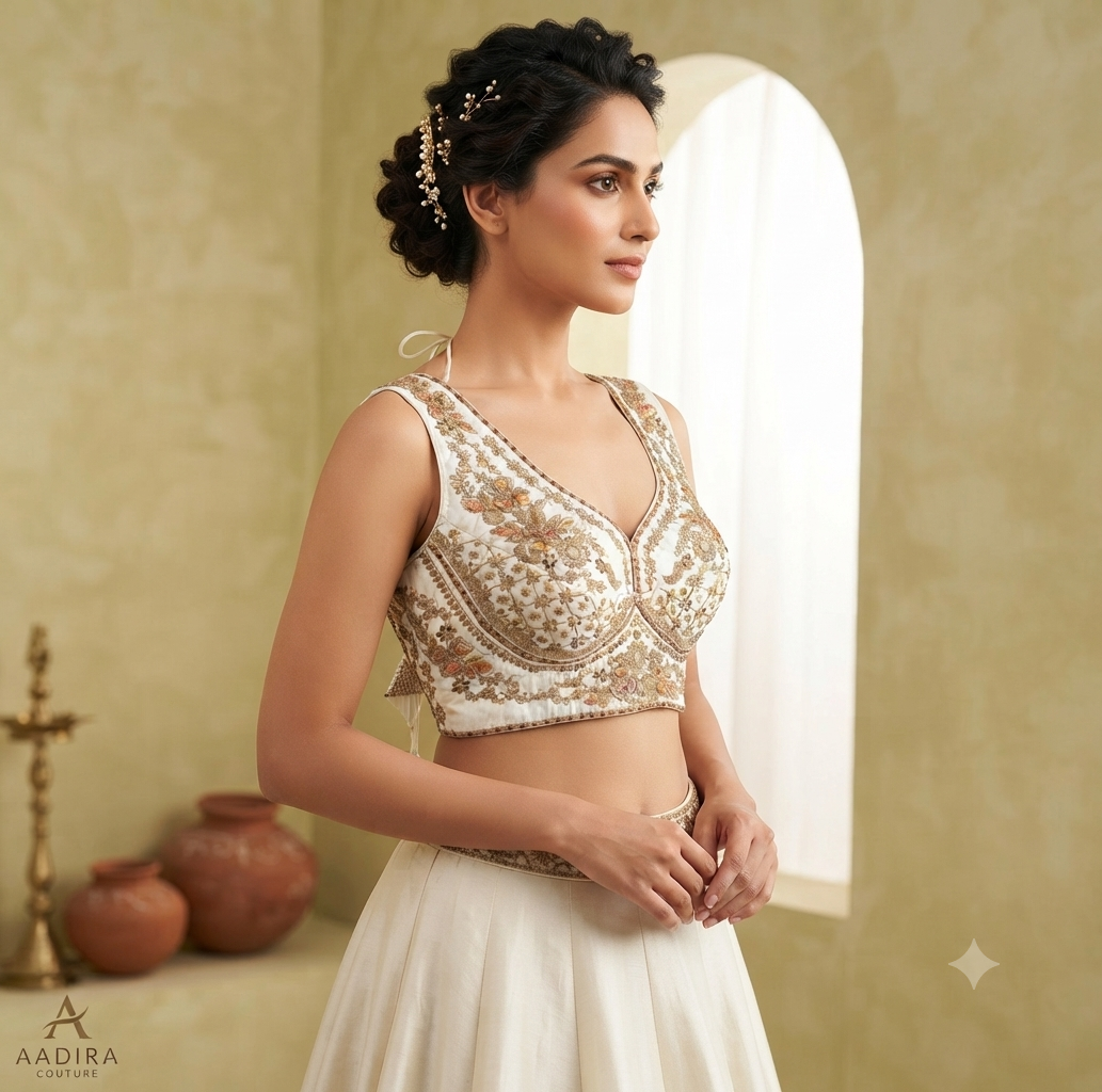 Floral Handwork Blouse - White