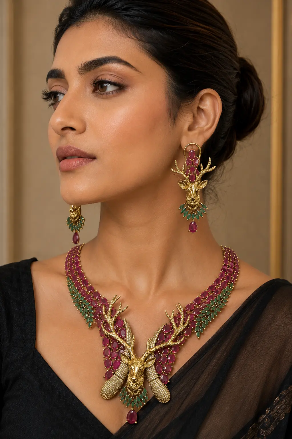 Ruby Stag Majesty Necklace Set