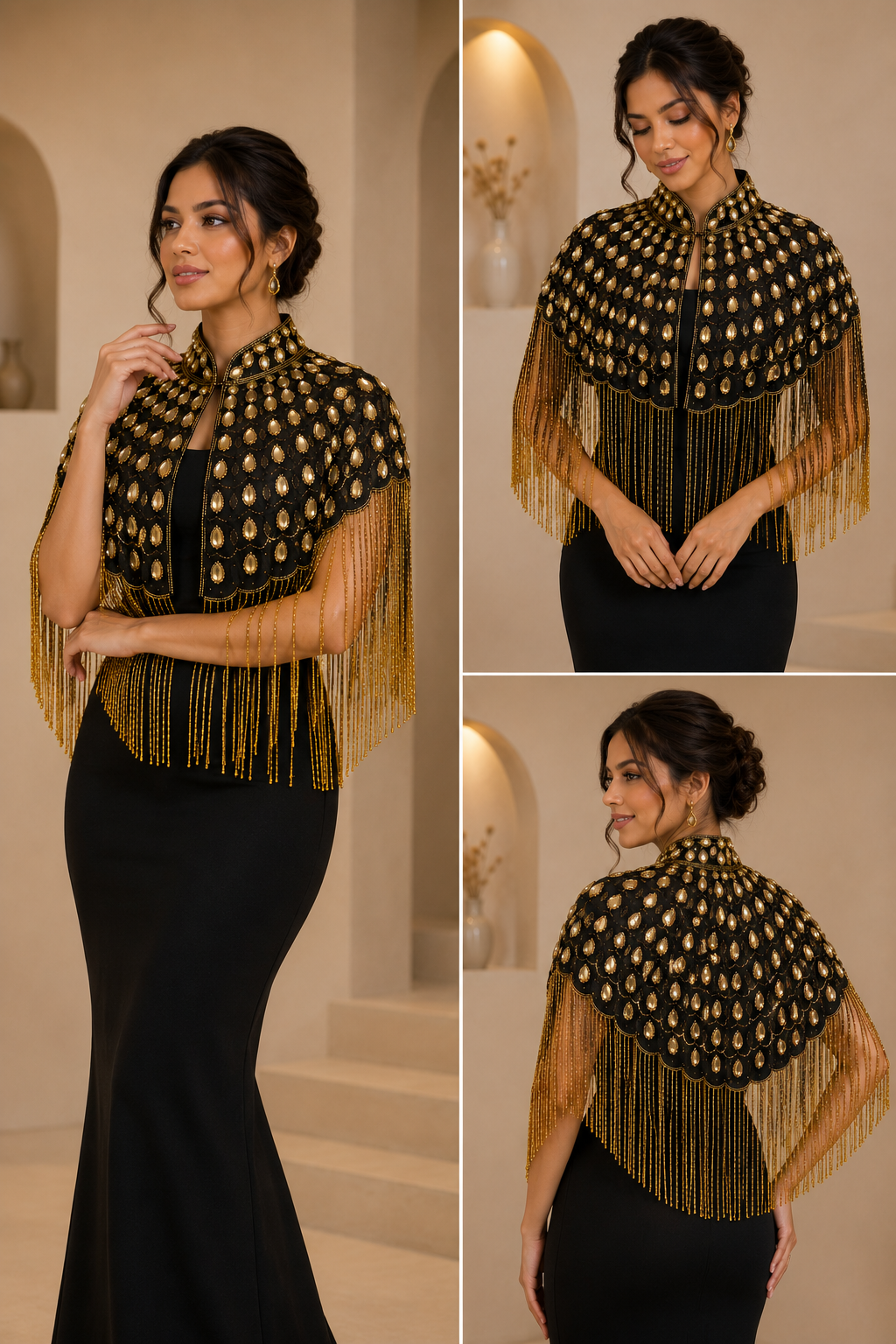 Golden Glamour Fringe Cape