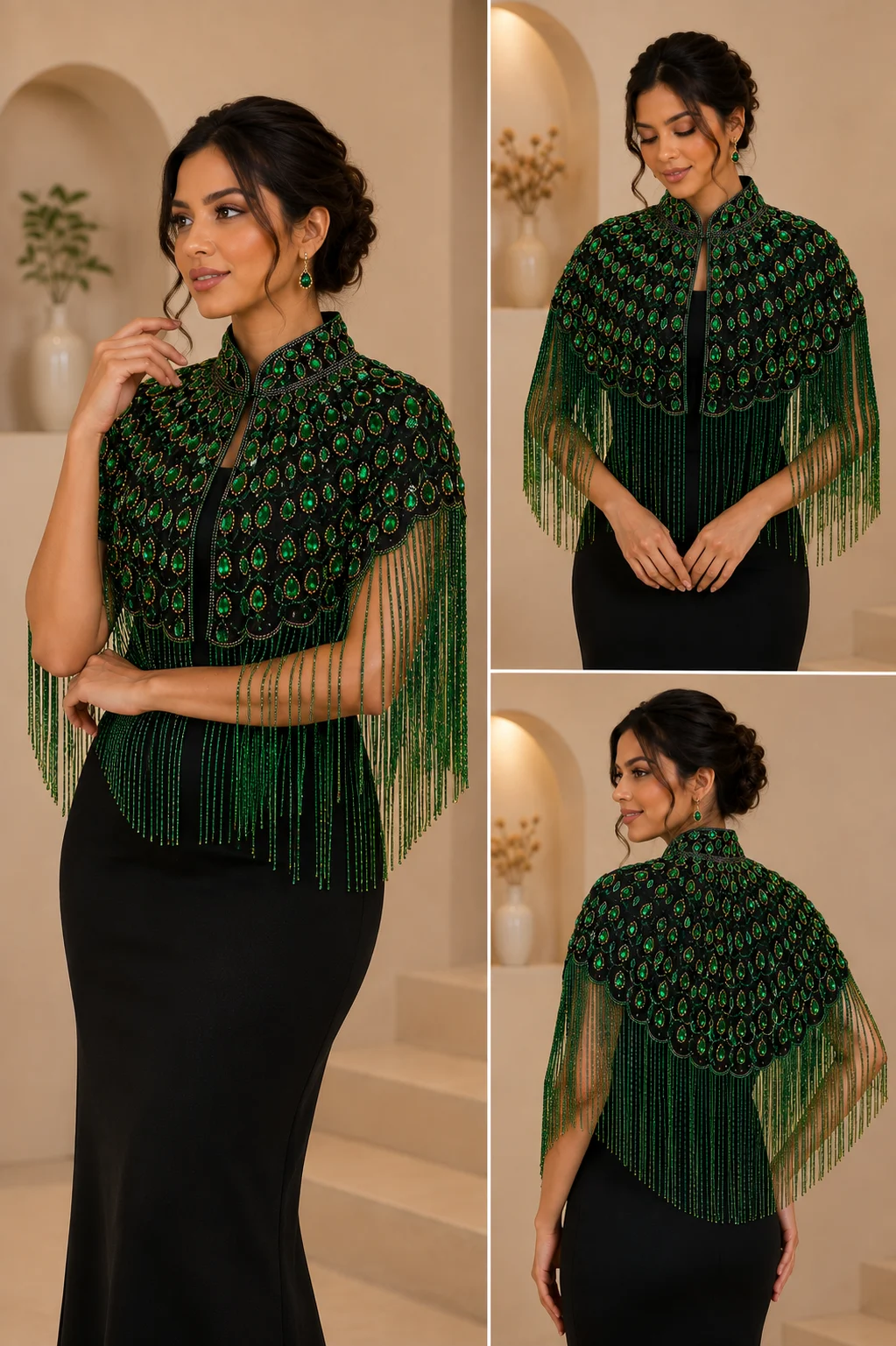 Emerald Luxe Fringe Cape