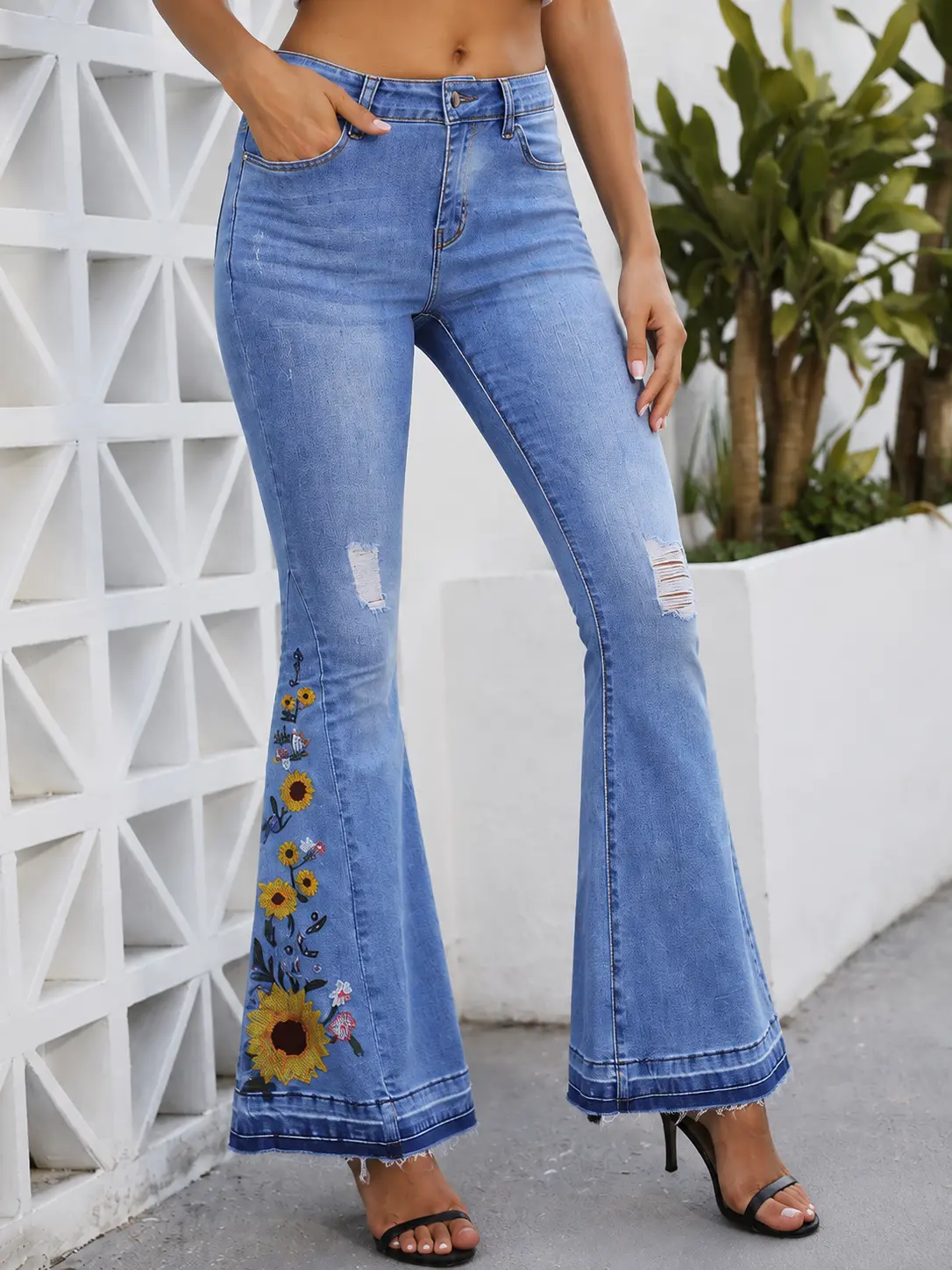 Sunflower Bloom Flare Jeans