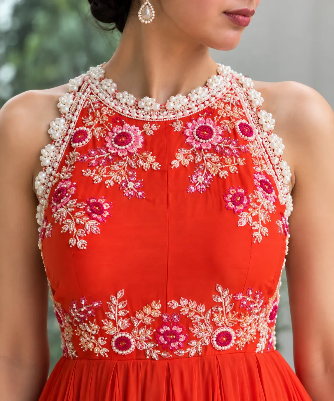 Scarlet Bloom Embellished Gown