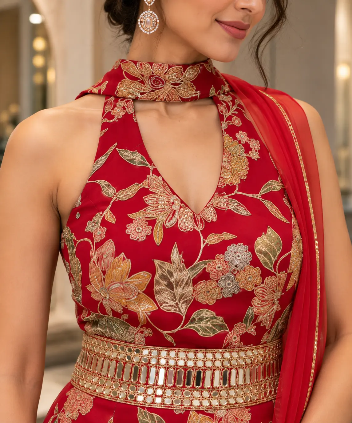 Scarlet Bloom Embroidered Jumpsuit