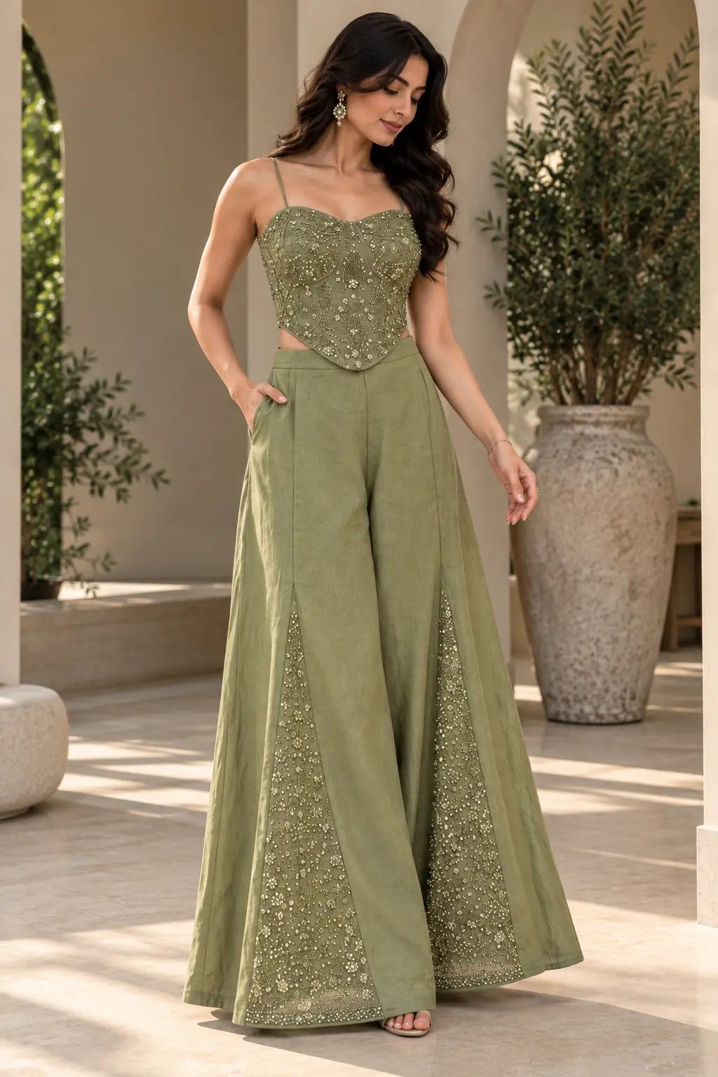 Sage Luxe Embellished Co-ord Set