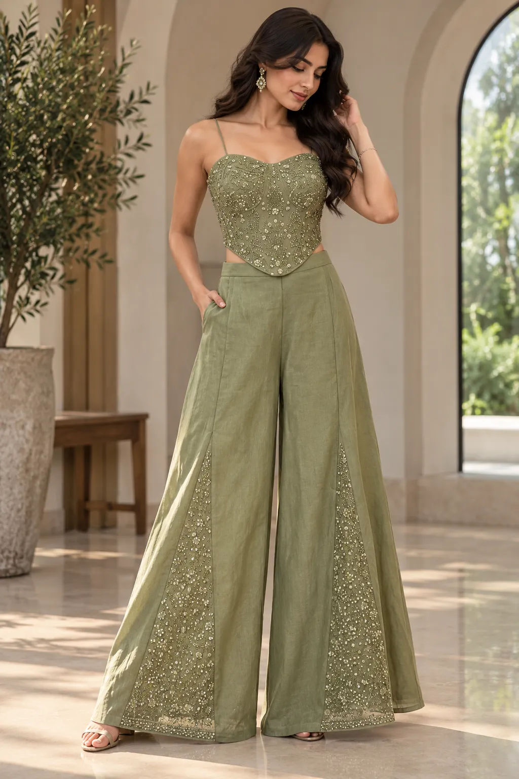 Sage Luxe Embellished Co-ord Set — Havnme fashion UAE