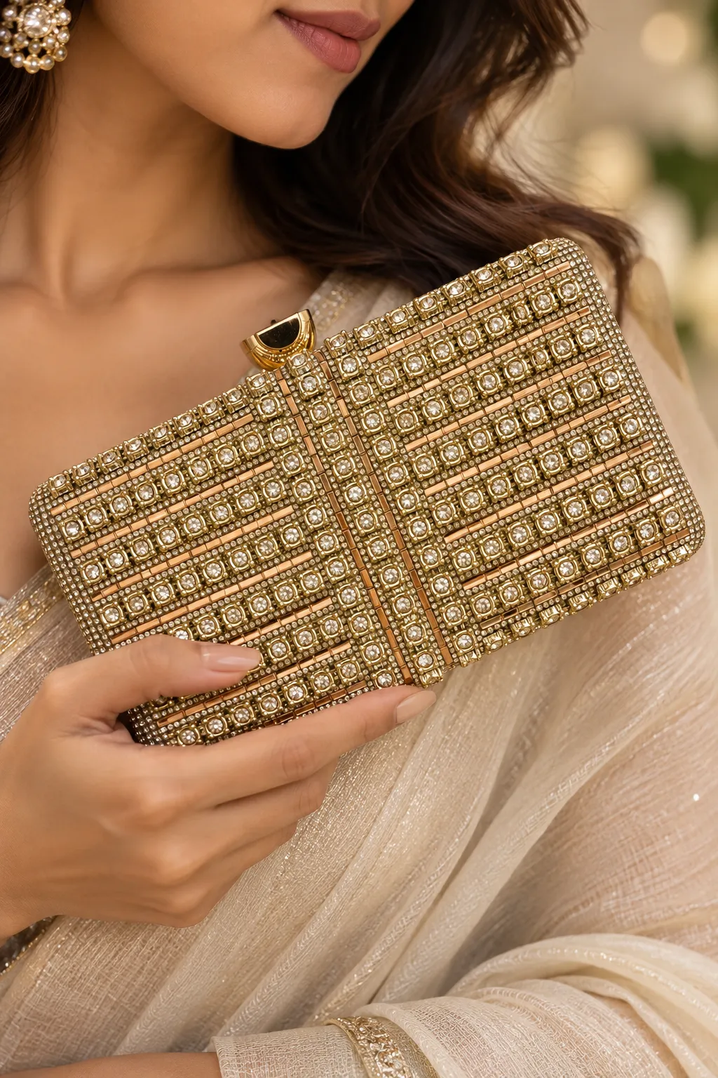 Golden Radiance Crystal Clutch