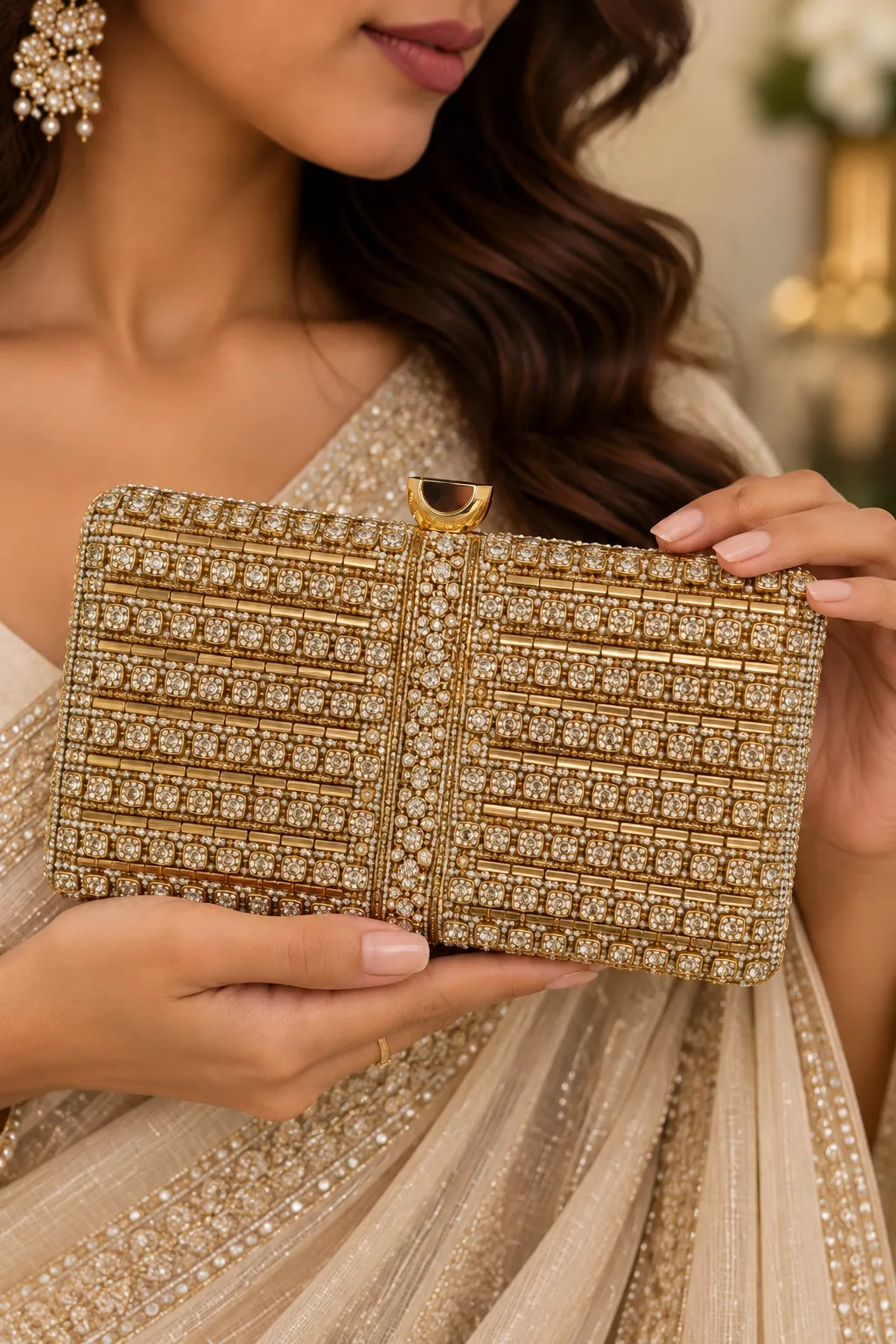 Golden Radiance Crystal Clutch