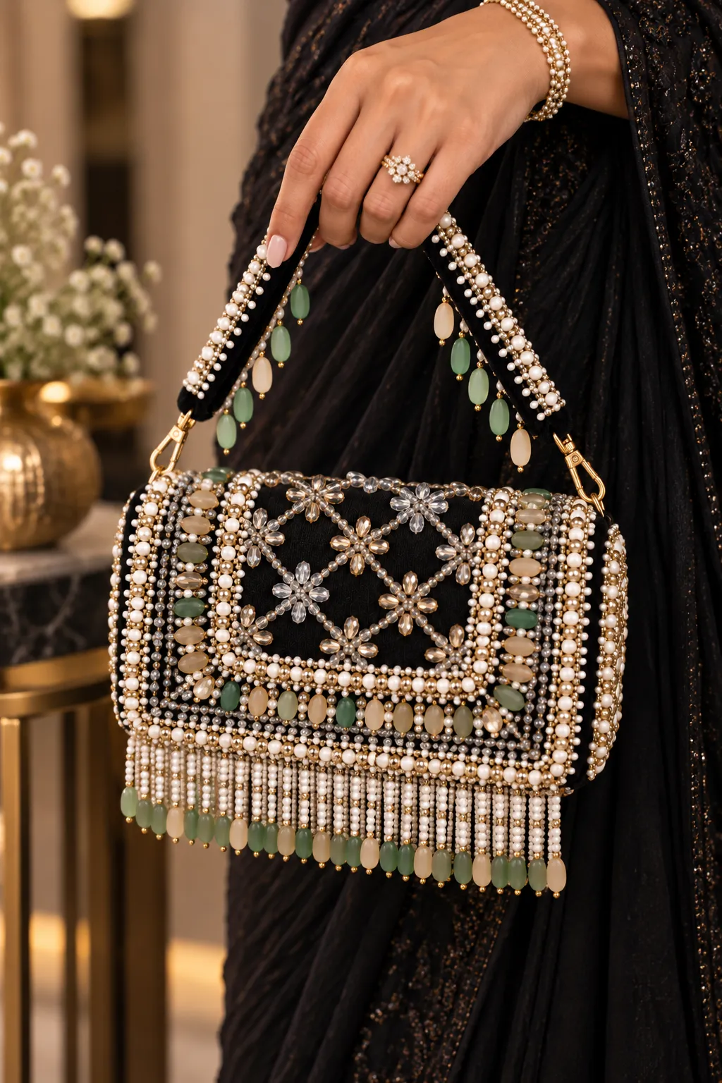 Noir Jewel Handcrafted Clutch