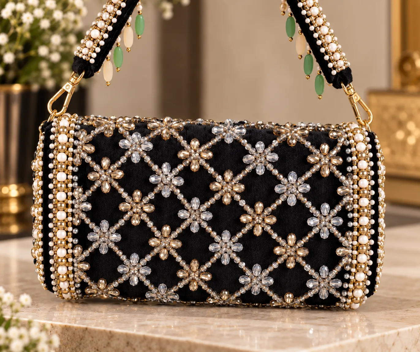 Noir Jewel Handcrafted Clutch