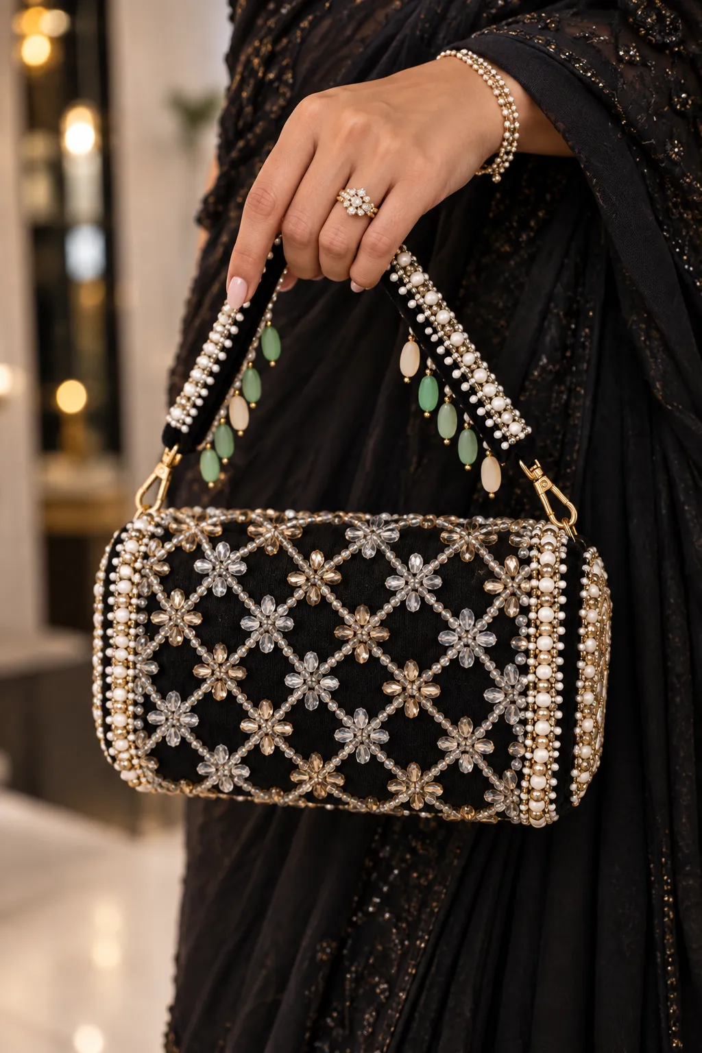 Noir Jewel Handcrafted Clutch