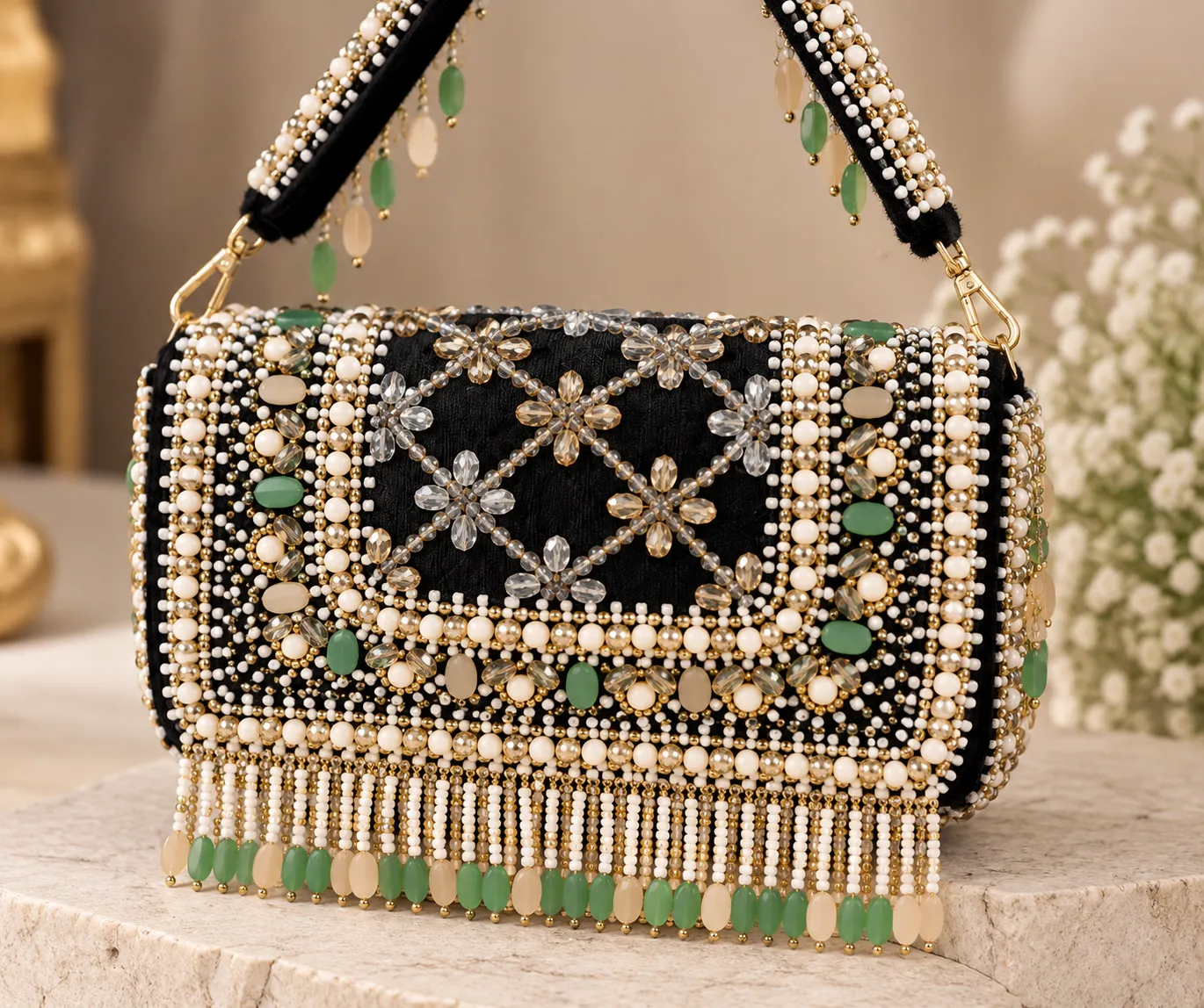Noir Jewel Handcrafted Clutch — Havnme fashion UAE
