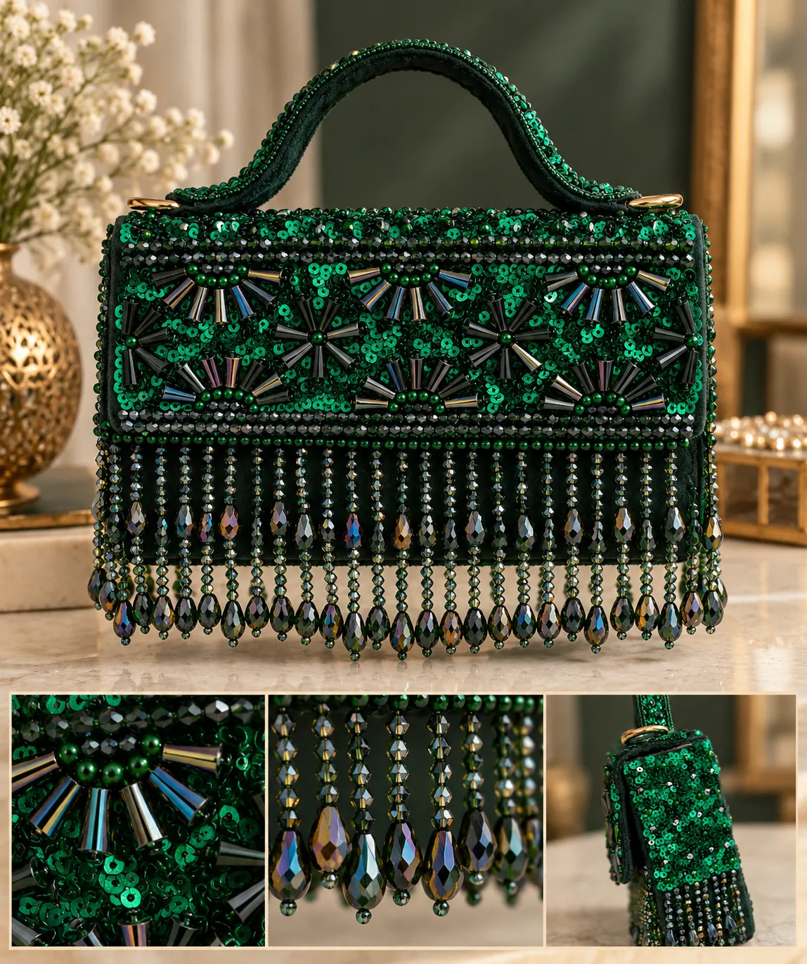 Emerald Noir Handcrafted Bag