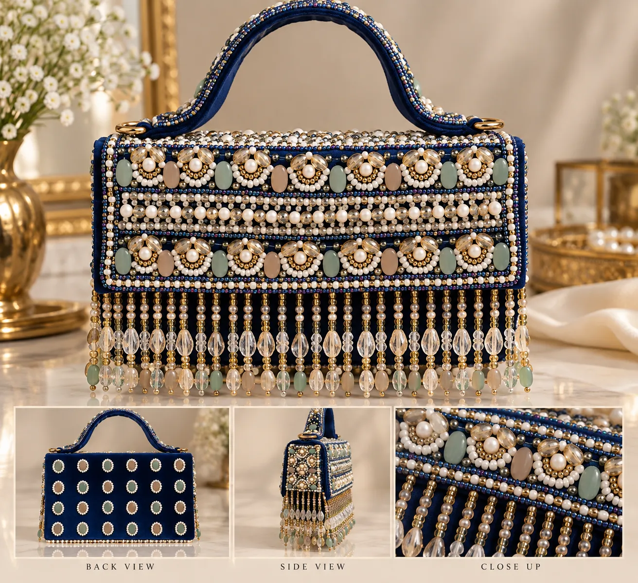 Royal Navy Beaded Statement Bag — Havnme fashion UAE