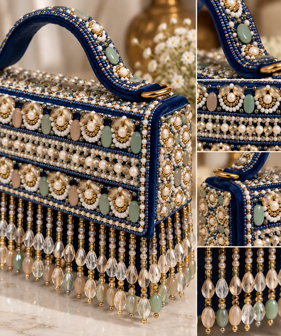 Royal Navy Beaded Statement Bag
