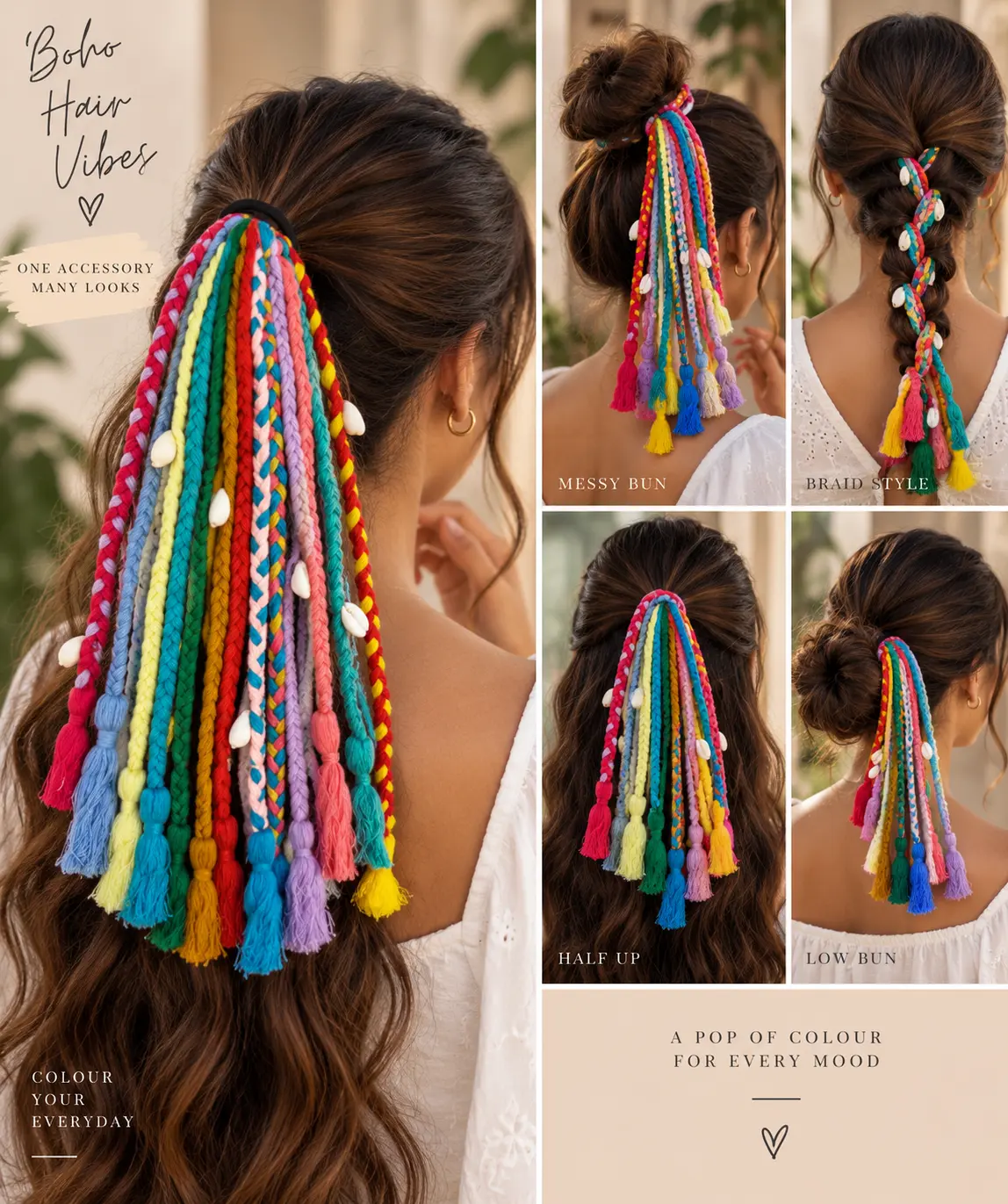 Boho Shell Braided Hair Tie
