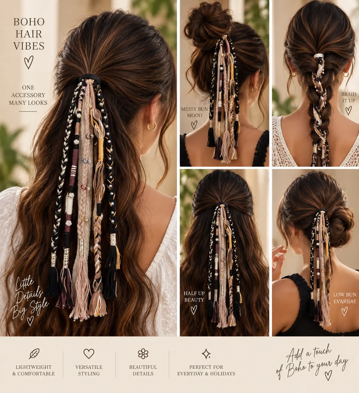 Boho Charm Braided Hair Tie — Havnme fashion UAE