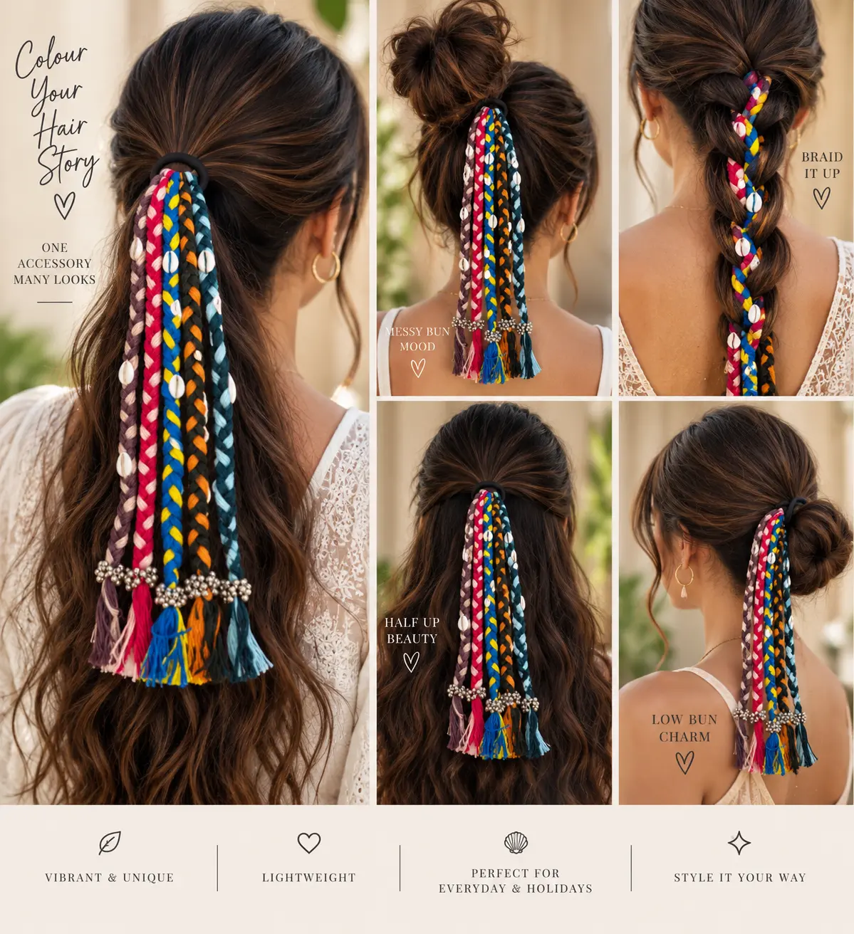 Colour Pop Boho Braid Hair Tie